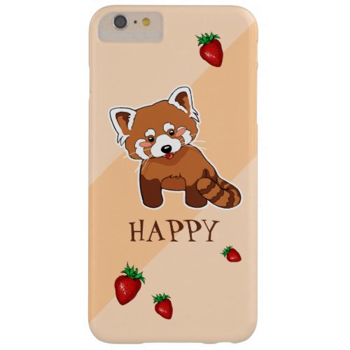Cute Happy Red Panda With Strawberry Barely There iPhone 6 Plus Case