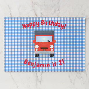 Cute happy red truck cartoon illustration paper pad