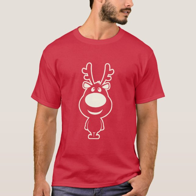 Cute Happy Reindeer T-Shirt (Front)