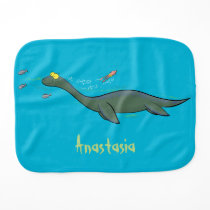 Cute, happy sea monster plesiosaur cartoon baby burp cloth Cute, happy sea monster plesiosaur cartoon baby burp cloth