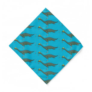 Cute, happy sea monster plesiosaur cartoon bandana