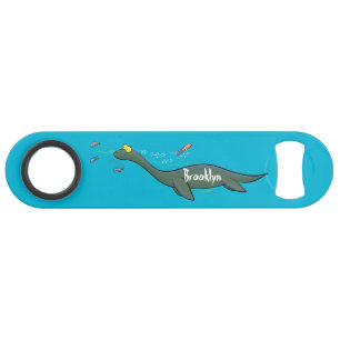 Cute, happy sea monster plesiosaur cartoon bar key
