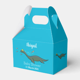 Cute, happy sea monster plesiosaur cartoon  favor boxes
