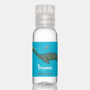 Cute, happy sea monster plesiosaur cartoon hand sanitizer