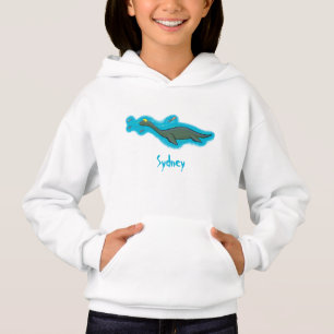 Cute, happy sea monster plesiosaur cartoon hoodie