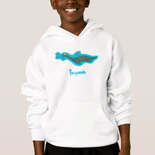Cute, happy sea monster plesiosaur cartoon hoodie