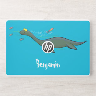 Cute, happy sea monster plesiosaur cartoon HP laptop skin