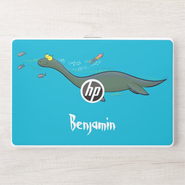 Cute, happy sea monster plesiosaur cartoon HP laptop skin (Front)