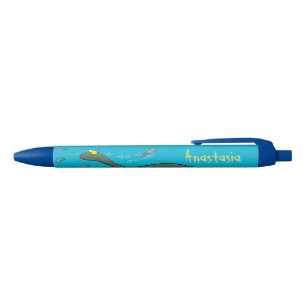 Cute, happy sea monster plesiosaur cartoon pen