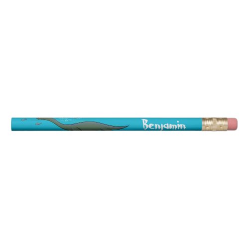 Cute happy sea monster plesiosaur cartoon pencil