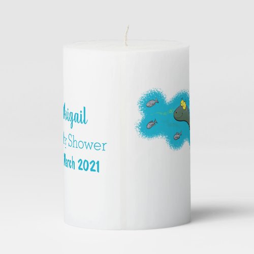 Cute happy sea monster plesiosaur cartoon pillar candle