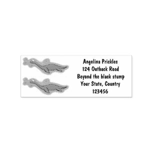Cute, happy sea monster plesiosaur cartoon rubber stamp