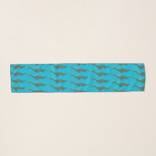 Cute, happy sea monster plesiosaur cartoon scarf