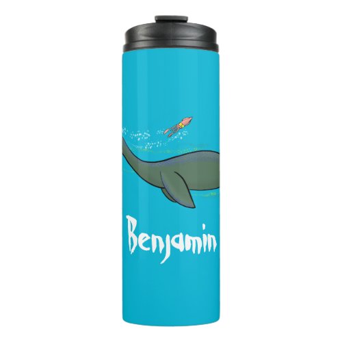 Cute happy sea monster plesiosaur cartoon thermal tumbler