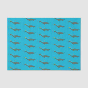 Cute, happy sea monster plesiosaur cartoon tissue paper