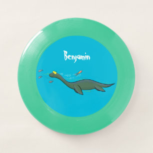 Cute, happy sea monster plesiosaur cartoon Wham-O frisbee