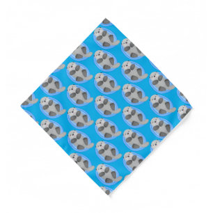 Cute happy sea otter blue cartoon illustration bandana