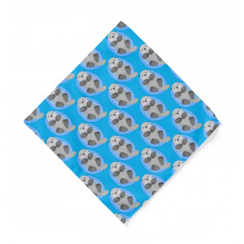 Cute happy sea otter blue cartoon illustration bandana