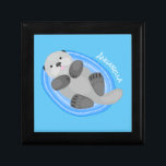 Cute happy sea otter blue cartoon illustration gift box<br><div class="desc">This cute sea otter is resting in the ocean on cool cartoon illustration style. That otter make anyone happy!</div>