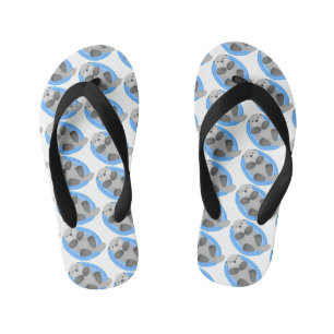 Cute happy sea otter blue cartoon illustration kid's flip flops