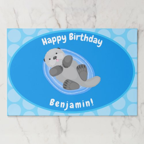 Cute happy sea otter blue cartoon illustration paper pad