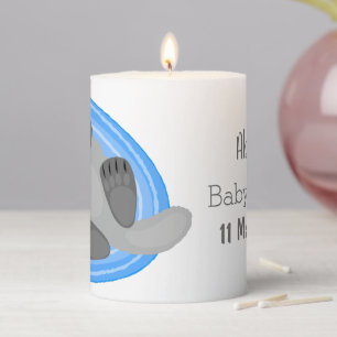 Cute happy sea otter blue cartoon illustration pillar candle