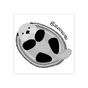 Cute happy sea otter blue cartoon illustration rubber stamp