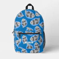 Cute happy sea otter blue cartoon pattern