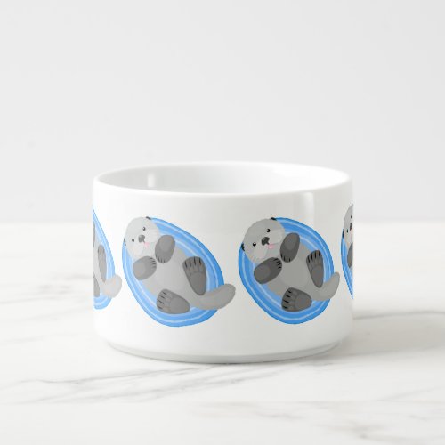 Cute happy sea otter cartoon illustration bowl