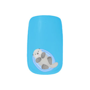 Cute happy sea otter cartoon illustration minx nail art