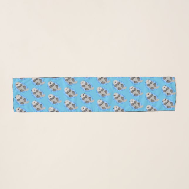 Cute happy sea otter cartoon illustration scarf (Front (Horizontal))
