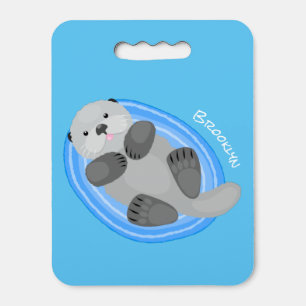 Cute happy sea otter cartoon illustration seat cushion