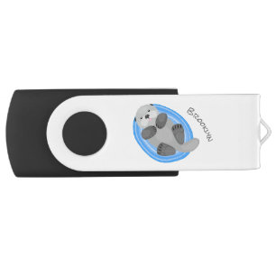 Cute happy sea otter cartoon personalized flash drive