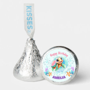 Cute Happy Sea Turtle Colorful 1st Birthday Hershey®'s Kisses®