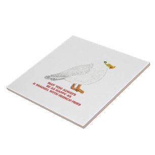 Cute happy seagull with French fries Ceramic Tile