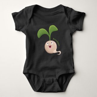 Cute happy seed sprout cartoon illustration