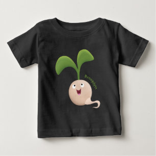 Cute happy seed sprout cartoon illustration baby T-Shirt