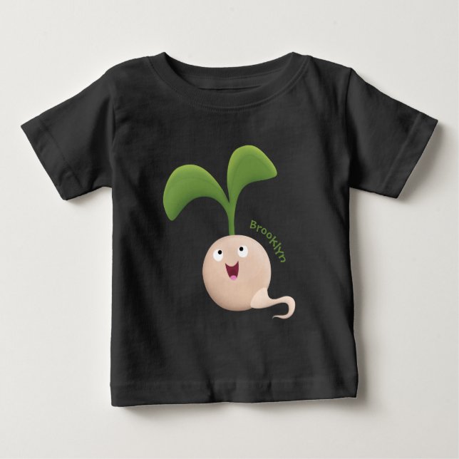 Cute happy seed sprout cartoon illustration baby T-Shirt (Front)