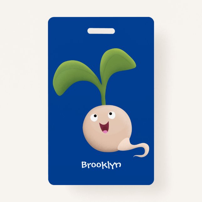 Cute happy seed sprout cartoon illustration badge (Front)
