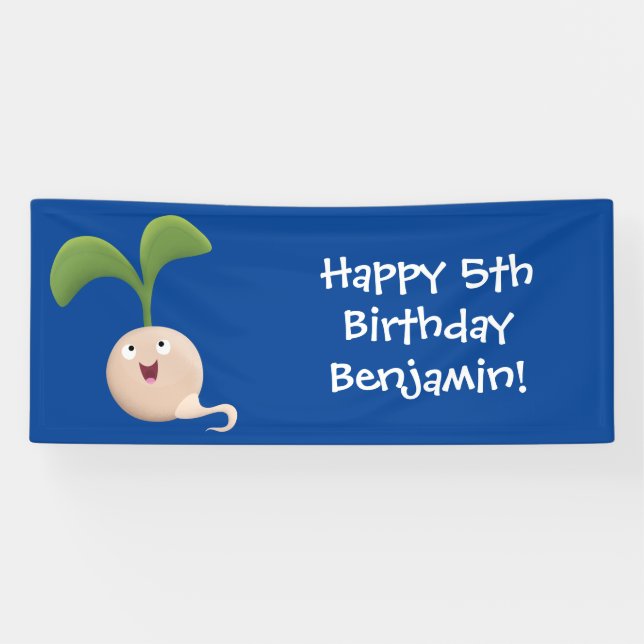 Cute happy seed sprout cartoon illustration banner (Horizontal)