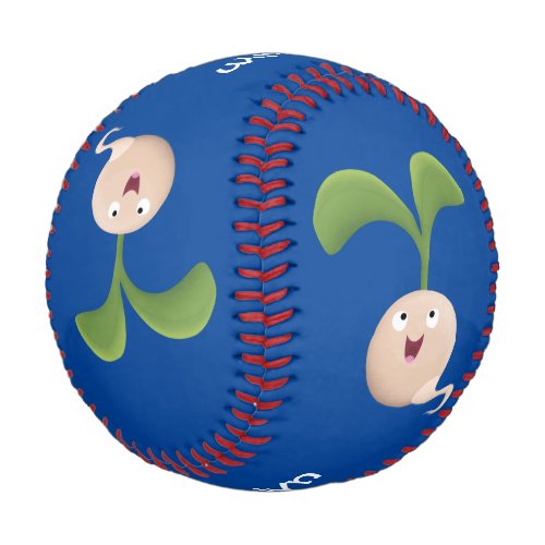 Cute happy seed sprout cartoon illustration baseball