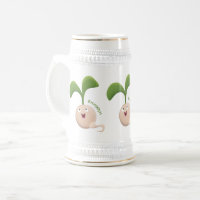 Cute happy seed sprout cartoon illustration beverage pitcher