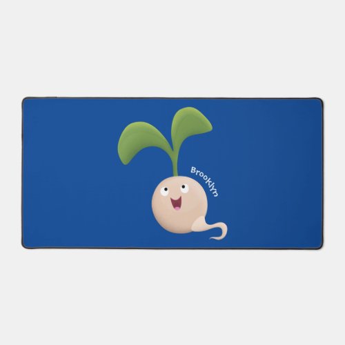 Cute happy seed sprout cartoon illustration desk mat