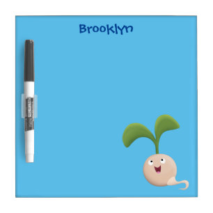 Cute happy seed sprout cartoon illustration dry erase board