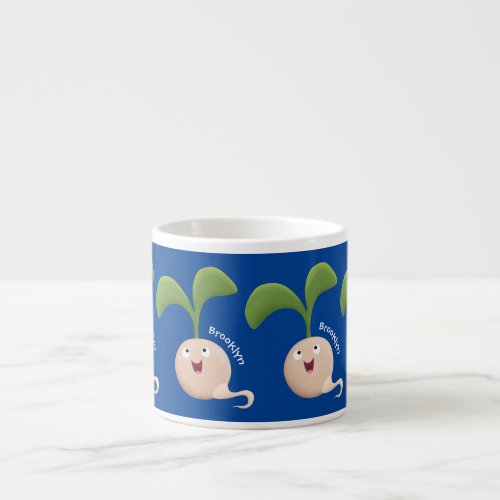 Cute happy seed sprout cartoon illustration espresso cup