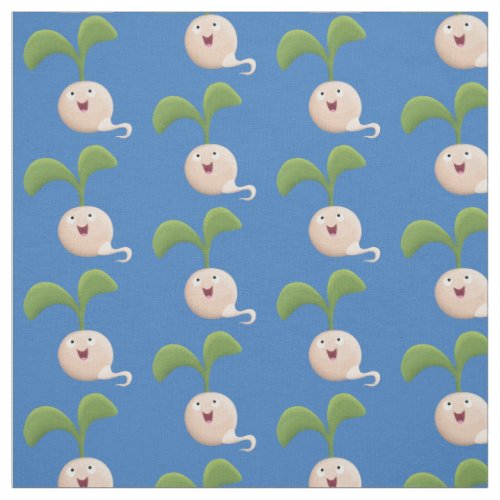 Cute happy seed sprout cartoon illustration fabric