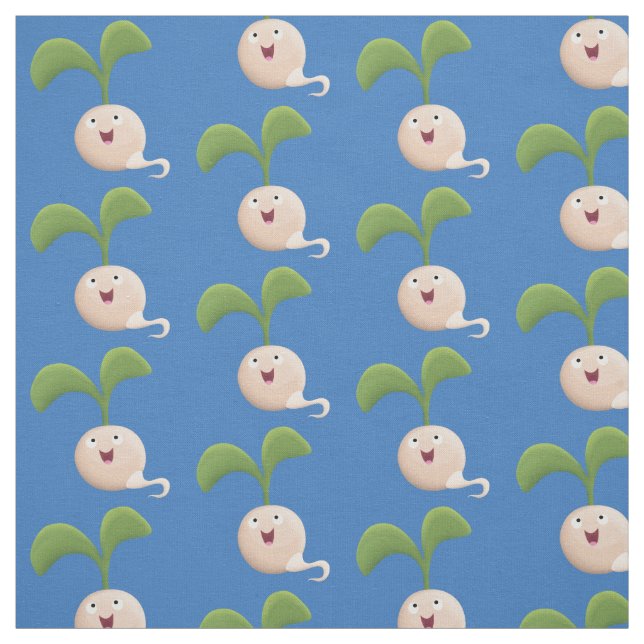 Cute happy seed sprout cartoon illustration fabric (Swatch)