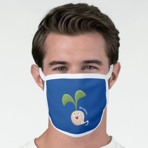 Cute happy seed sprout cartoon illustration face mask