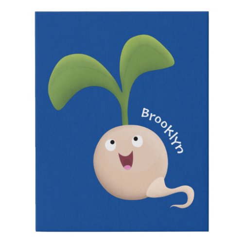 Cute happy seed sprout cartoon illustration faux canvas print