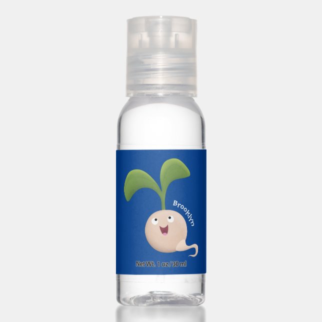 Cute happy seed sprout cartoon illustration hand sanitizer (Front)